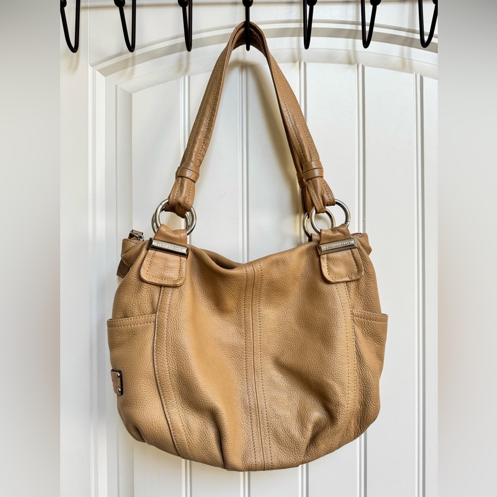 Tignanello Tan Leather Shoulder Purse.
13” by 10” by 3”